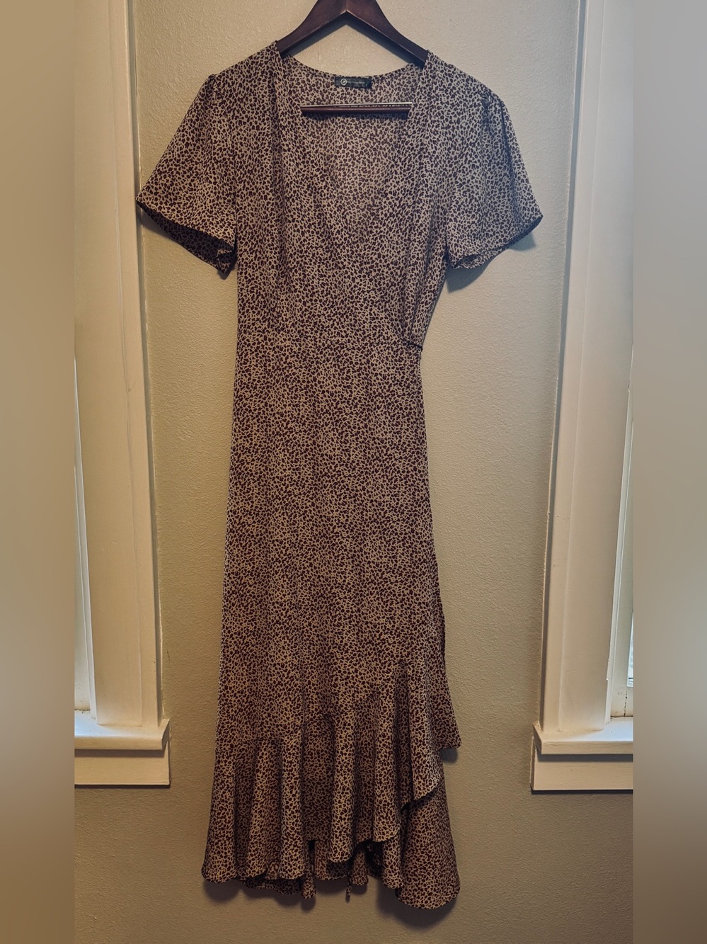 PRETTYGARDEN Leopard Print Ruffle Maxi Wrap Dress